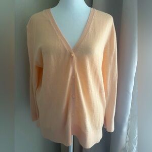 Ann Taylor Pastel Peach 100% Cotton Cardigan Sweater, size M